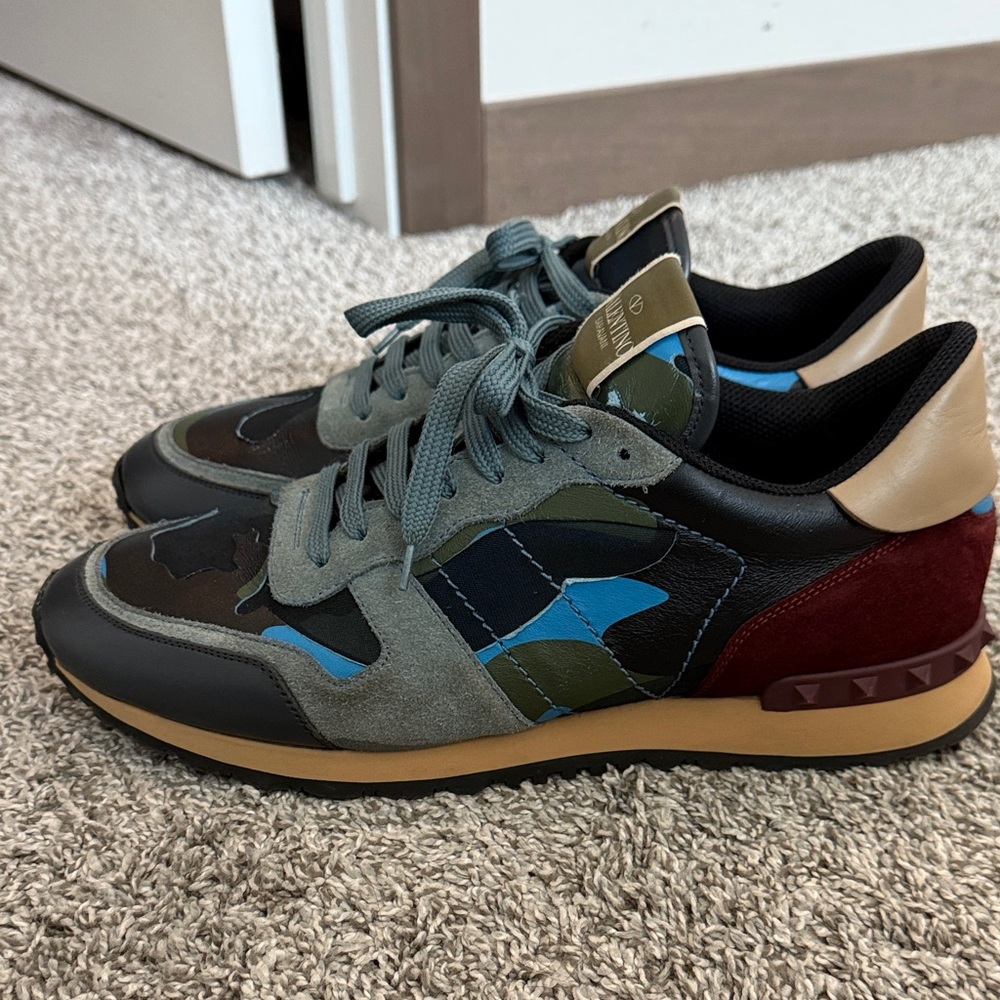 Valentino Men's Camouflage Sneakers - Black, Blue, Green, Tan, Red